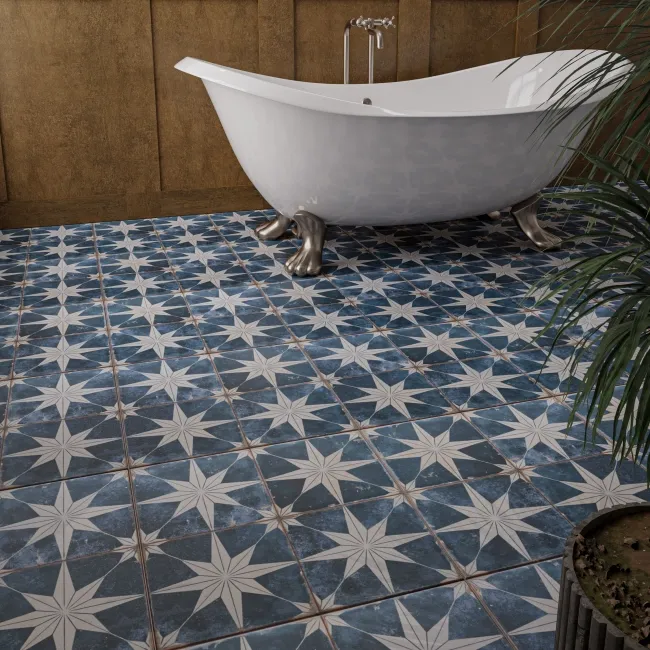 Scintilla Sky Blue Star Pattern Wall and Floor Tiles