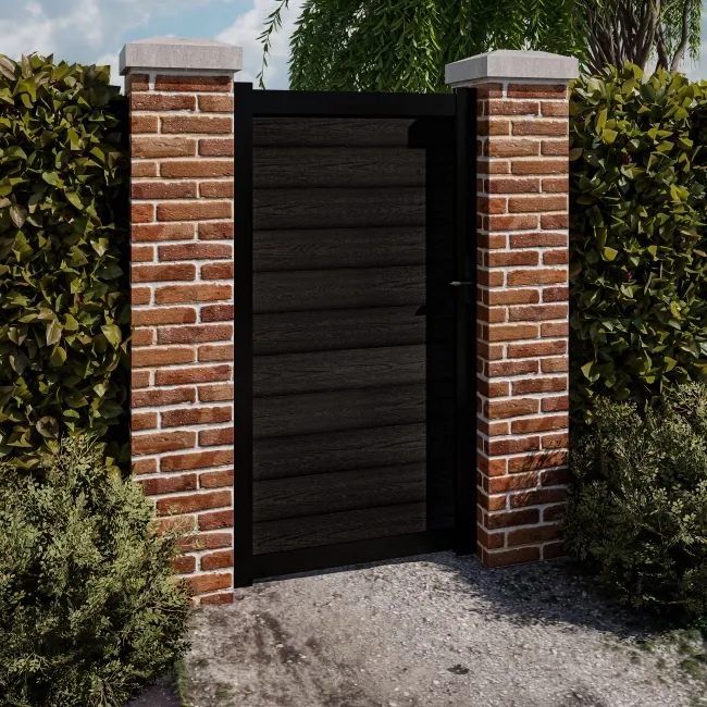 LuxeLine® Classic Black Pedestrian Side Gate 1730x900mm - Standard Handle Lock