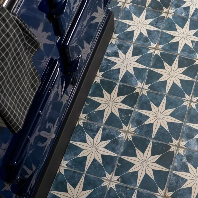 Scintilla Sky Blue Star Pattern Wall and Floor Tiles