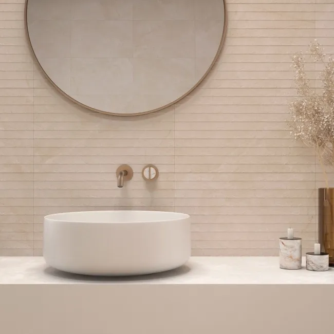 Seville Cream Decor Matt Stone Effect Wall Tiles