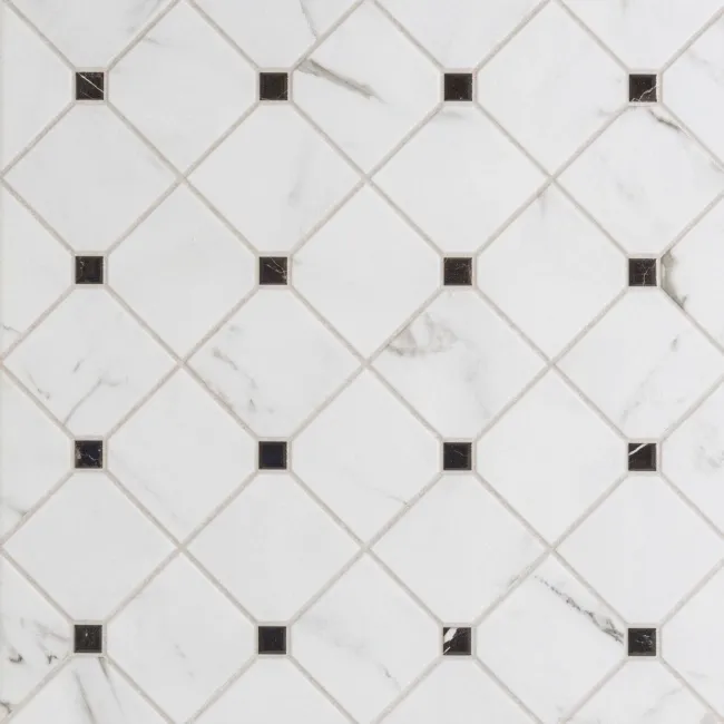 Canterbury Victorian White Matt Marble Patterned Tiles