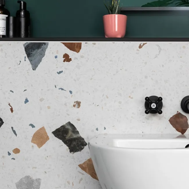 Sorrento White Matt Terrazzo Effect Wall and Floor Tile