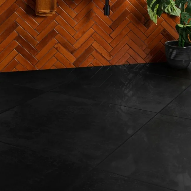 Cosmic Night Black Semi Polished Stone Effect Wall and Floor Tiles
