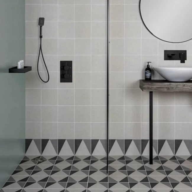 Texxtile Lux Grey Matt Patterned Wall and Floor Tiles