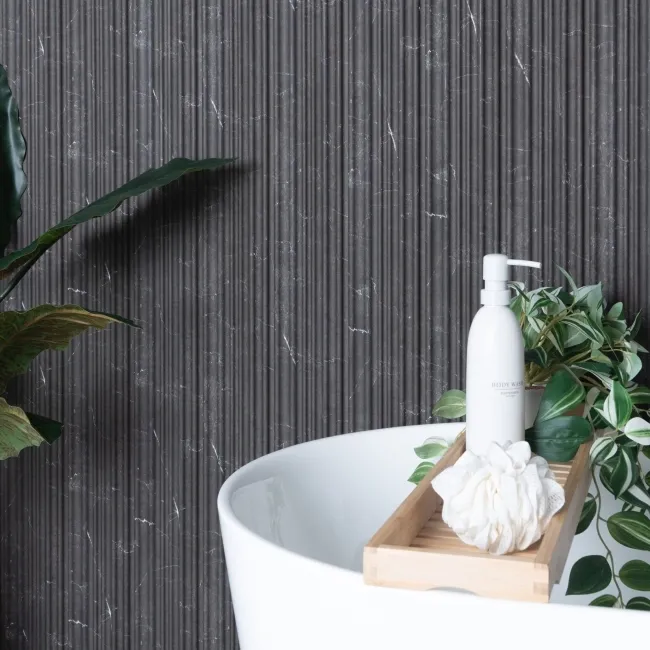 Trepanel Aqua 3D® Waterproof Dark Grey Marble Effect Grooved Wall Panel 3 Pack (Covers 0.87 SQM)