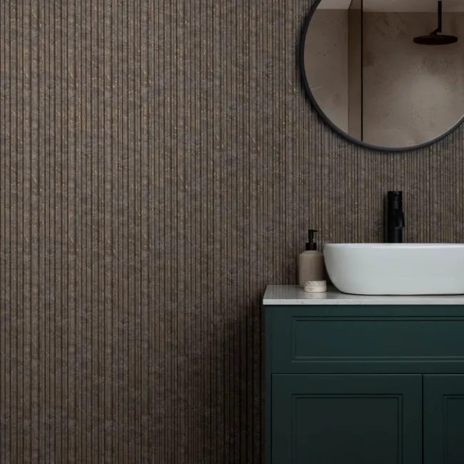 Trepanel Aqua 3D® Waterproof Medium Grey/Gold Marble Effect Grooved Wall Panel 3 Pack (Covers 0.87 SQM)