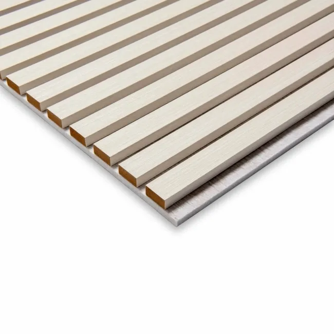 Trepanel® Light Oak on Antique White Felt Acoustic Wood Slat Panels