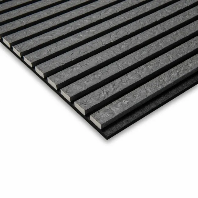 Trepanel Design® Grey Slate Effect Slat on Black Felt Wall Panels