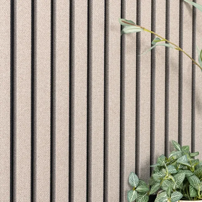 Trepanel® Texture Grey Taupe Woven Acoustic Wood & Felt Slat Panels