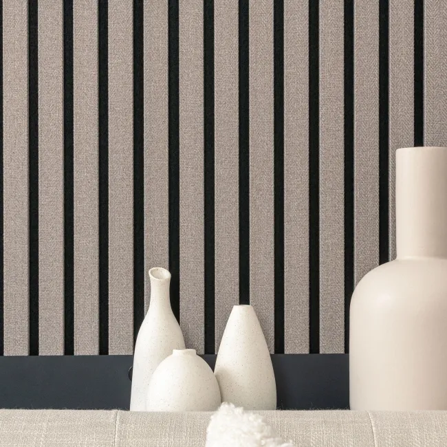 Trepanel® Texture Grey Taupe Woven Acoustic Wood & Felt Slat Panels