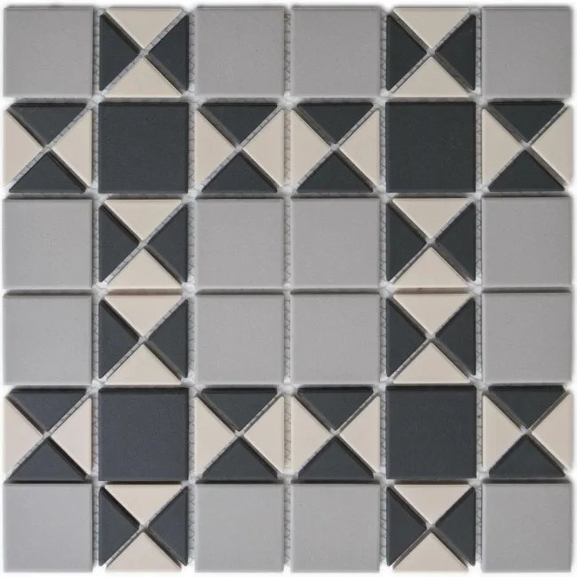 Churchill Monochrome Black & White Mosaic Victorian Matt Tiles