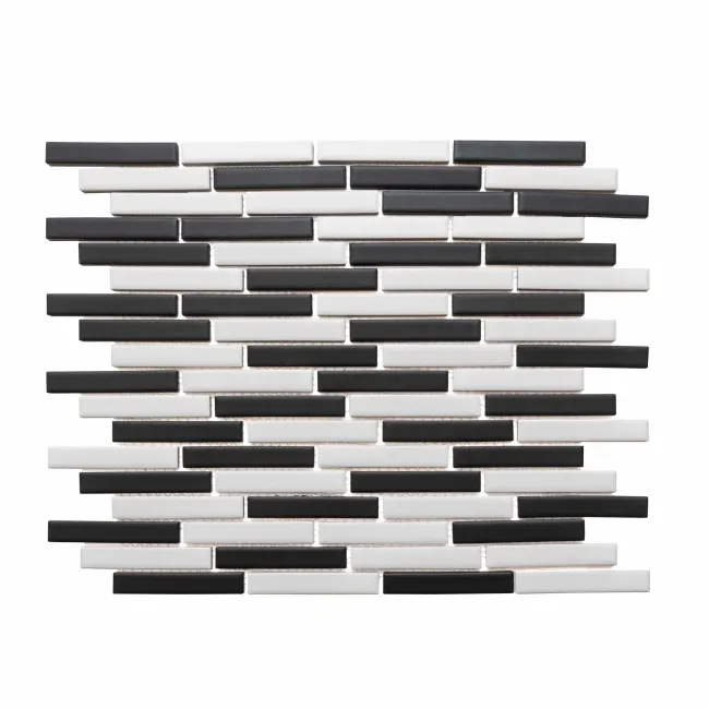 Zora Black & White Matt Brick Effect Mosaic 347x300 Tiles