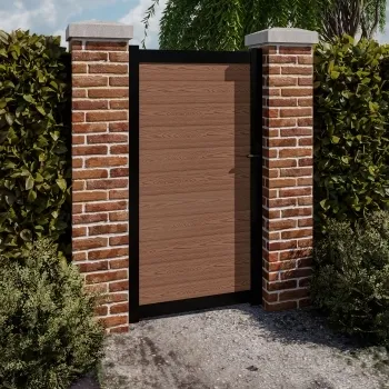 LuxeLine® Classic Teak Pedestrian Side Gate 1730x900mm - Standard Handle Lock
