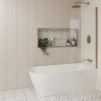 Trepanel Aqua 3D® Waterproof Ivory Stone Effect Reeded Wall Panel 3 Pack (Covers 1.80 SQM)