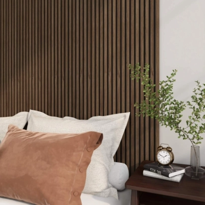 Trepanel® Walnut Brown Acoustic Wood Slat Panels | Walls & Floors