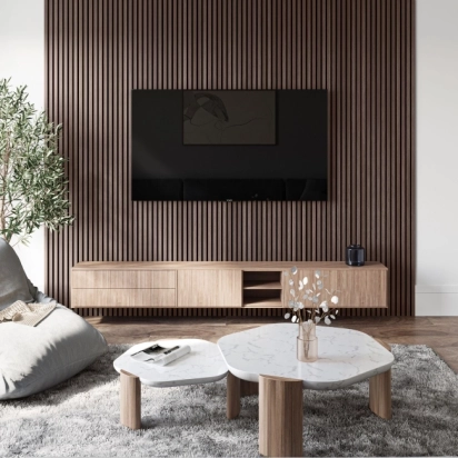 Trepanel® Walnut Brown Acoustic Wood Slat Panels | Walls & Floors