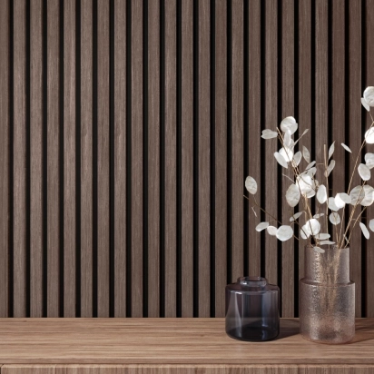 Trepanel® Walnut Brown Acoustic Wood Slat Panels | Walls & Floors