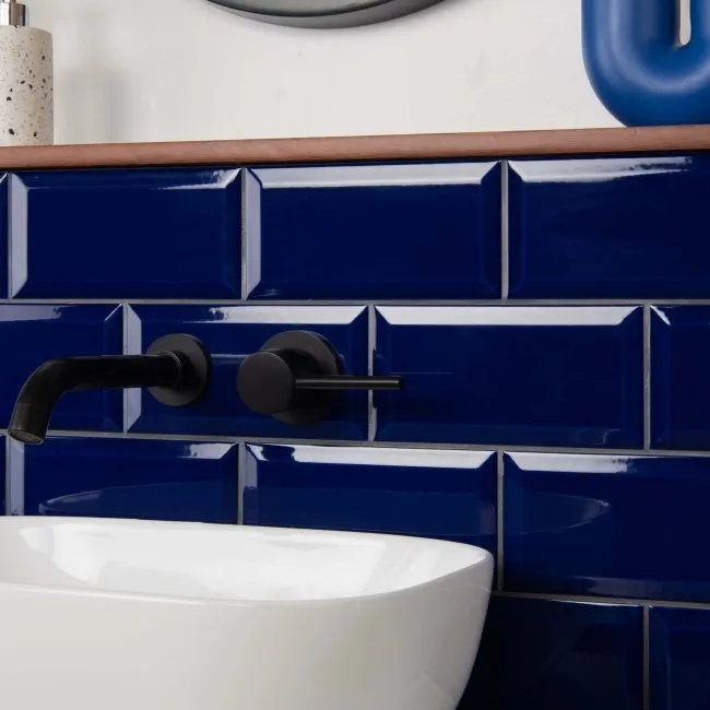 View of Metro Manor House Blue Gloss 200x100 Tiles | Walls and Floors