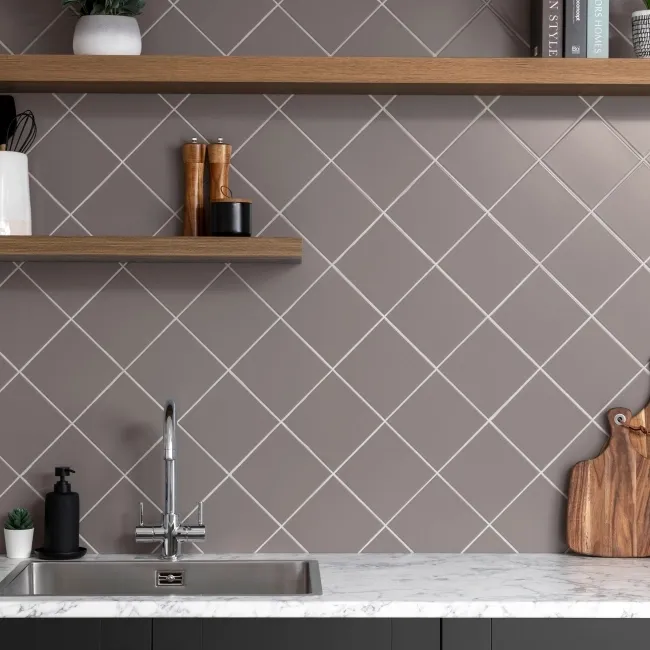 Prismatics Satin PRS77 Beige Matt Truffle Grey Wall Tiles