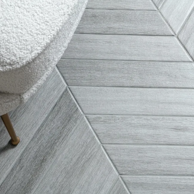 Bonsai Chevron Smoky Grey Wood Effect Porcelain Wall and For Tiles