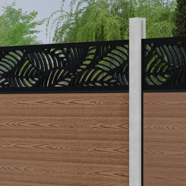 LuxeLine Composite Fence Panel Teak - Jungle Decorative Screen for Own Post