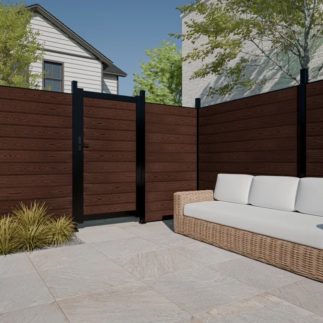LuxeLine® Walnut Garden Gate 1730x900mm - Standard Handle