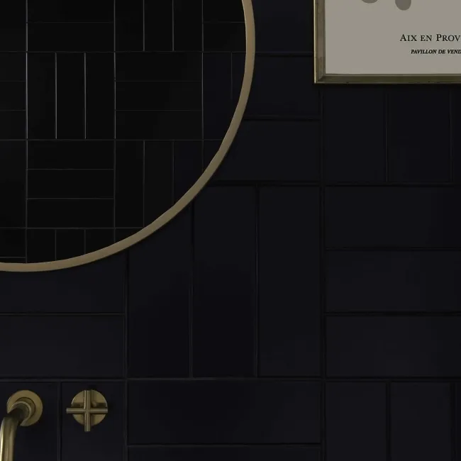 Rhian Black Matt Brick Ceramic Wall Tiles