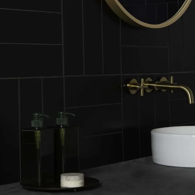 Rhian Black Matt Brick Ceramic Wall Tiles