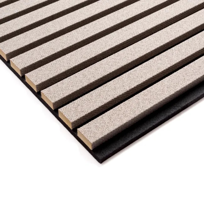 Trepanel® Texture Grey Taupe Woven Acoustic Wood & Felt Slat Panels