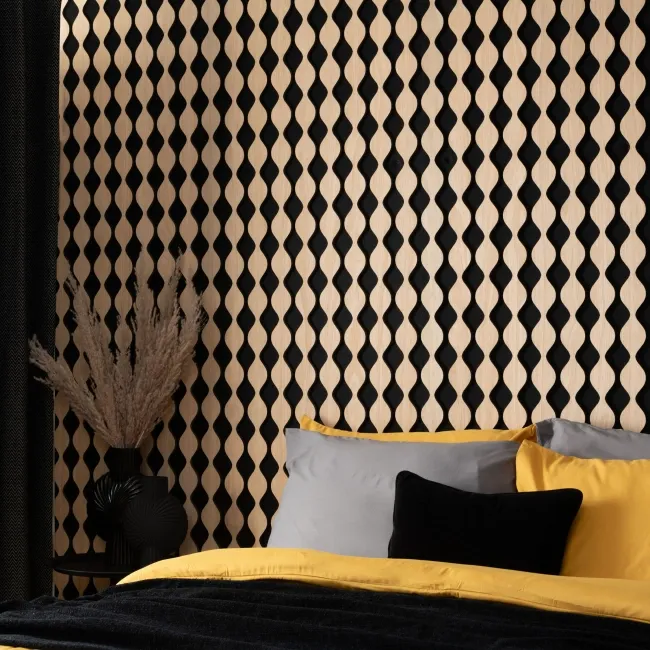 Trepanel® Oak Sculpted Black Matt Acoustic Wood Slat Wall Panels