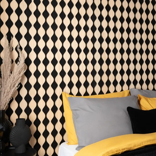 Trepanel® Oak Sculpted Black Matt Acoustic Wood Slat Wall Panels