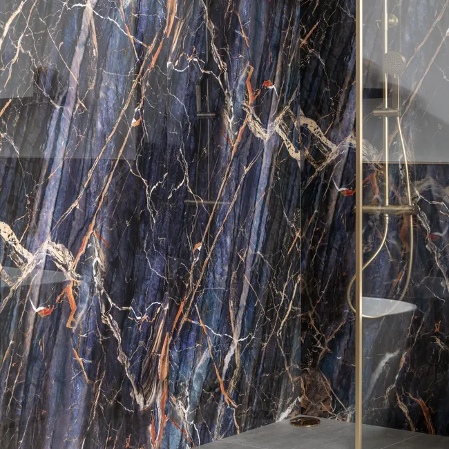 Trepanel Aqua Luxe® Blue Dramatic Marble Effect Embossed Gloss SPC XXL Wall Panel