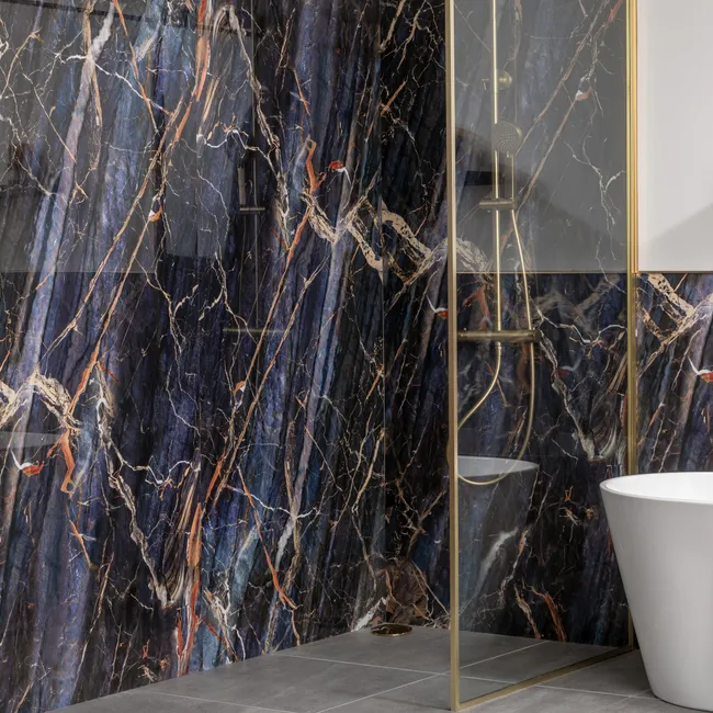 Trepanel Aqua Luxe® Blue Dramatic Marble Effect Embossed Gloss SPC XXL Wall Panel