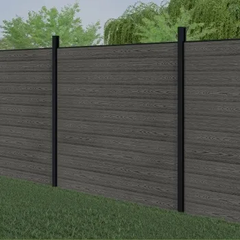 LuxeLine® Light Grey Composite Fence Panel with Buried Aluminium Post 6ft
