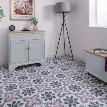 Fiore Pink Matt Patterned Wall and Floor Tiles