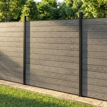 LuxeLine® Light Grey Composite Fence Panel with Aluminium Post 6ft