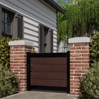 LuxeLine® Walnut Garden Gate 750x900mm - Standard Handle Lock