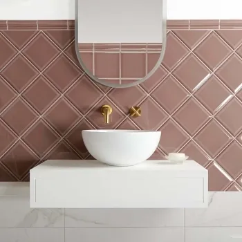 Capsule Powder Room Pink Flat Tiles
