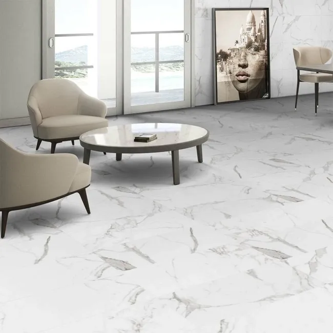 Cappella White Matt Marble Effect 605x605 Wall and Floor Tiles