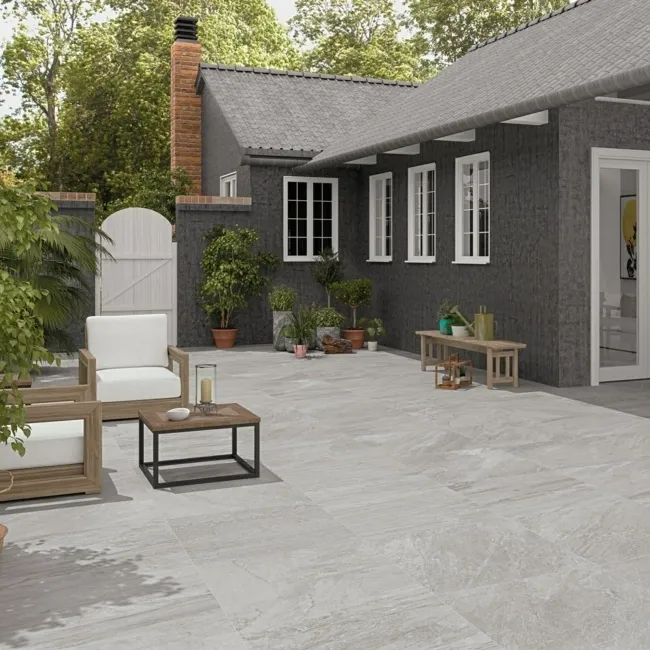 Icaria Light Grey Stone Effect 20mm Porcelain Paving Slabs