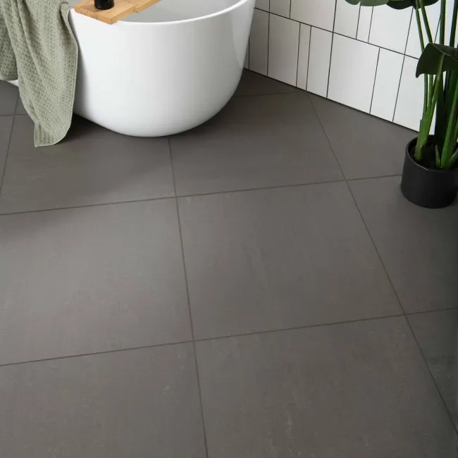 Lounge Matt Dark Grey Stone Effect 600x600 Floor Tiles