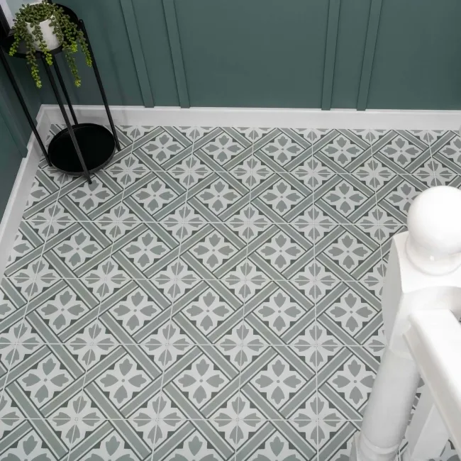 Mr Jones Green Matt Patterned Ceramic Wall and Floor Tiles