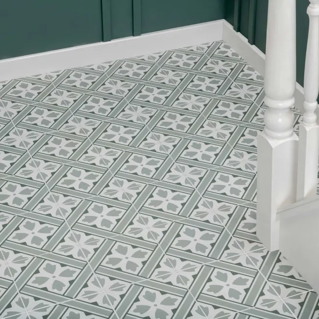 Mr Jones Green Matt Patterned Ceramic Wall and Floor Tiles
