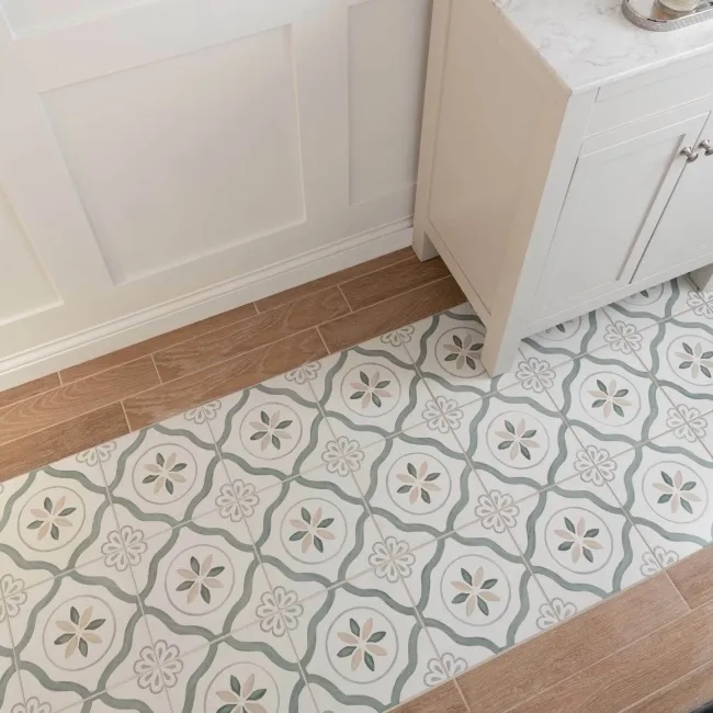 Blossom Petals Green Matt Pattern Wall and Floor Tiles