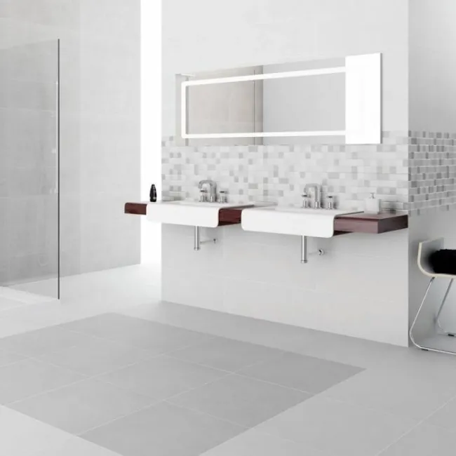 Uptown RLV Cold Light Grey Concrete Effect Ceramic Tiles