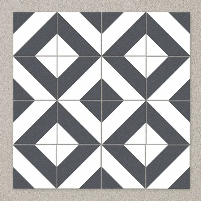 Zebra Black and White Patterned Matt Striped 223x223 Tiles