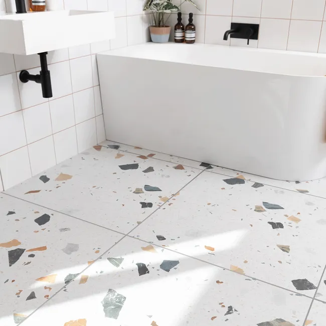Sorrento White Matt Terrazzo Effect Wall and Floor Tile