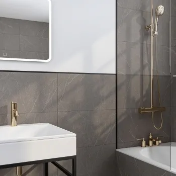 Chalkstone Ash Grey Matt Stone Effect Wall And Floor Tiles