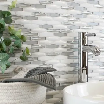 Lozenga Silver Luxe Mosaic Tiles