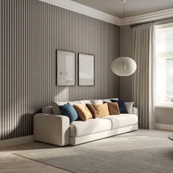 Trepanel® Texture Grey Taupe Woven Acoustic Wood & Felt Slat Panels